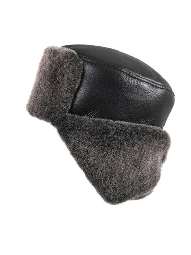 Zavelio Sheepskin Ushanka Hat – Black