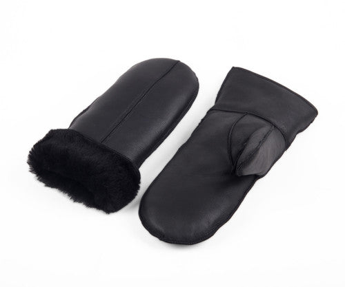 Zavelio Moufles homme en peau de mouton – entièrement noir