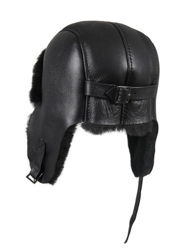 Zavelio Sheepskin Pilot Hat – Solid Black