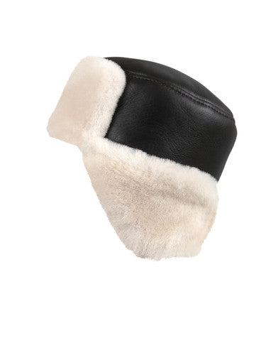 Zavelio Sheepskin Ushanka Hat – Brown/Beige