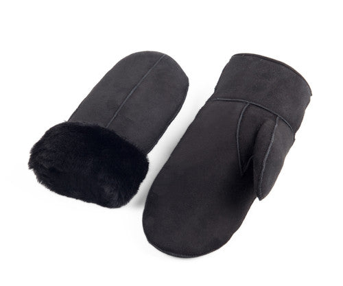 Zavelio Moufles homme en peau de mouton – daim noir