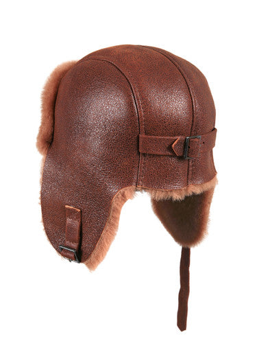 Zavelio Sheepskin Pilot Hat – Peach Brown