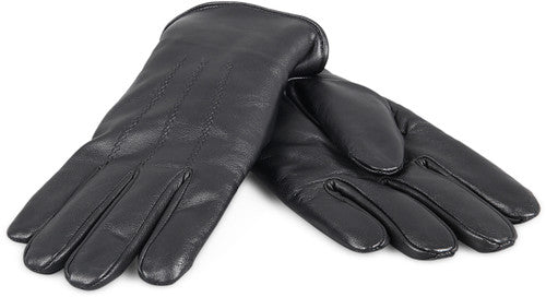 Zavelio Men's Shearling-Lined Leather Gloves – Black