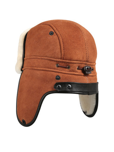 Zavelio Sheepskin Biker Trapper Hat – Cognac