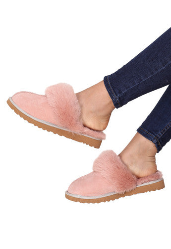 Zavelio Women's Sheepskin Slippers – Pink