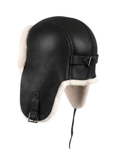Zavelio Sheepskin Pilot Hat – Brown/Beige