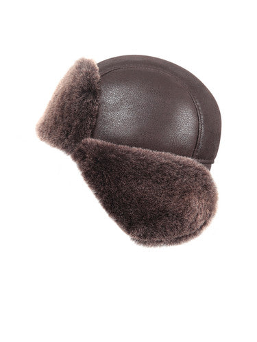 Zavelio Genuine Sheepskin Aviator Hat – Brown