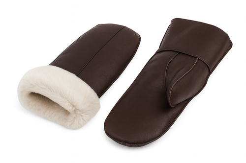 Zavelio Women's Sheepskin Mittens – Brown/Beige
