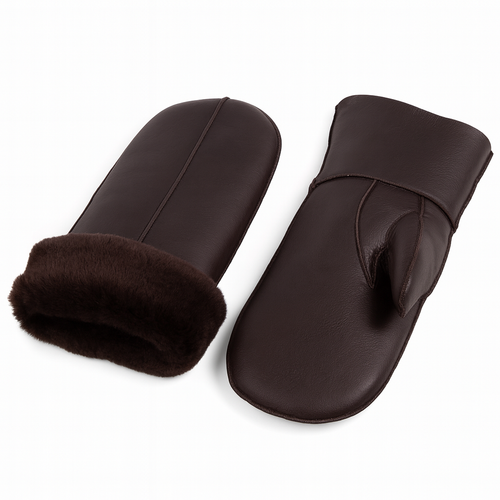 Zavelio Women's Sheepskin Mittens – Brown