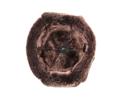 Zavelio Six-Panel Sheepskin Ushanka Hat – Brown