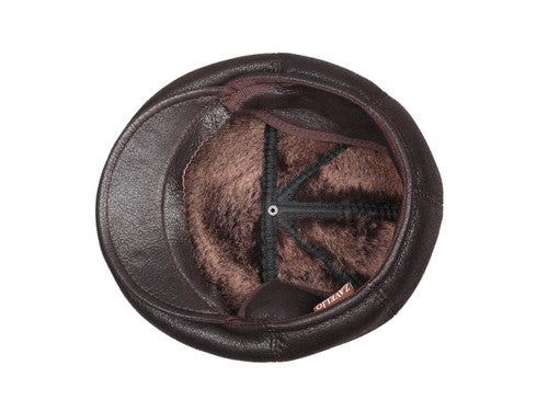Zavelio Men's Five-Panel Sheepskin Ivy Cap – Brown