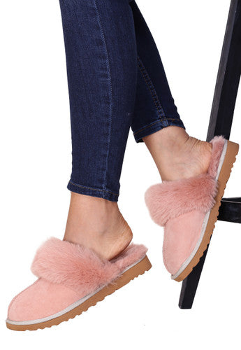 Zavelio Women's Sheepskin Slippers – Pink