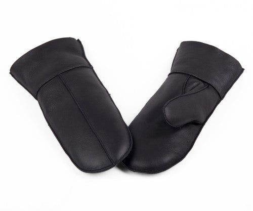 Zavelio Women's Sheepskin Mittens – Black