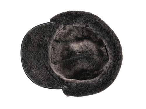 Zavelio Sheepskin Visor Hat – Black