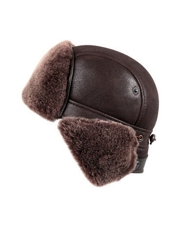 Zavelio Sheepskin Biker Trapper Hat – Brown
