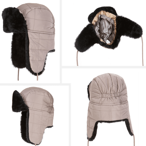 Zavelio Chapka en tissu doublée de peau de mouton – gris