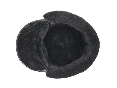 Zavelio Sheepskin Elmer Fudd Visor Hat – Solid Black