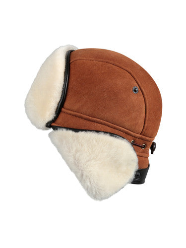 Zavelio Sheepskin Biker Trapper Hat – Cognac