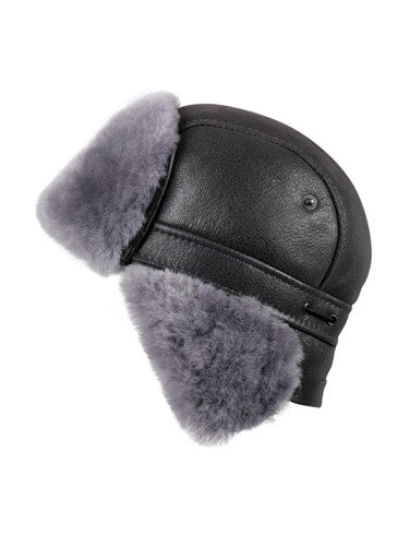 Zavelio Sheepskin Biker Trapper Hat – Light Blue