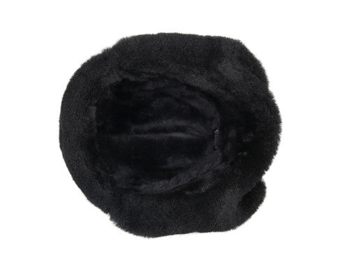 Zavelio Unisex Sheepskin Trapper Hat – Black Suede