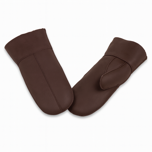 Zavelio Women's Sheepskin Mittens – Brown/Beige