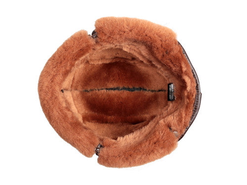 Zavelio Sheepskin Biker Trapper Hat – Peach Brown