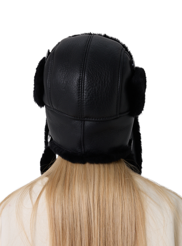 Zavelio Unisex Sheepskin Trapper Hat – Solid Black