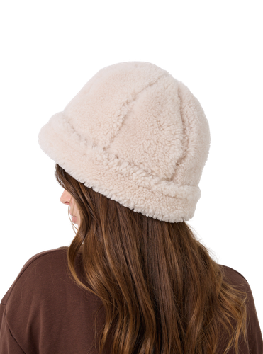 Zavelio Curly Sheepskin Bucket Hat – Cream Curly