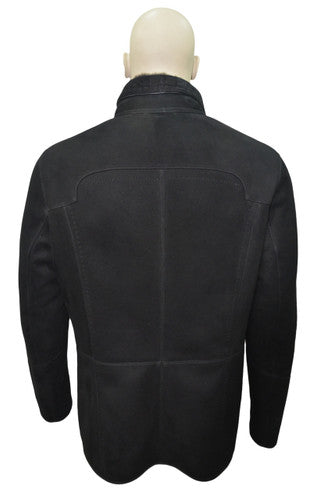 Zavelio Men's Shearling Sheepskin Leather Classic Long Coat - Black – Black