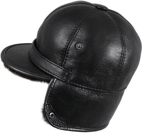 Zavelio Lammfell-Fliegermütze – Schwarz