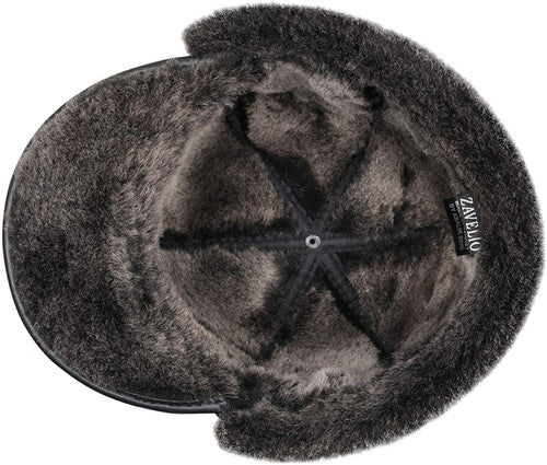 Zavelio Lammfell-Fliegermütze – Schwarz
