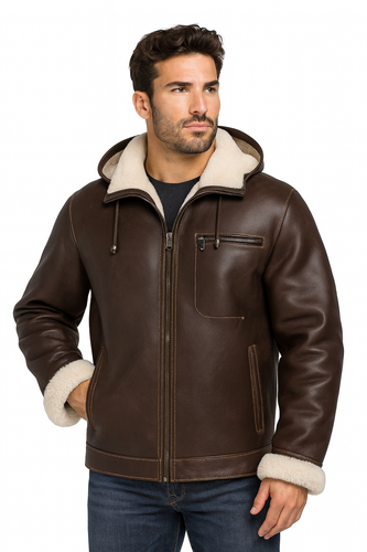 Zavelio Men's Sheepskin Jacket 903 – Brown