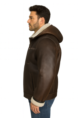 Zavelio Men's Sheepskin Jacket 903 – Brown