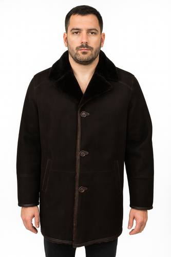 Zavelio Men's Sheepskin Coat H19 – Brown