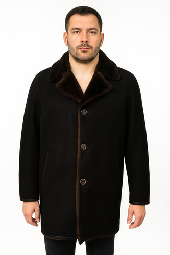 Zavelio Men's Sheepskin Coat H19 – Black