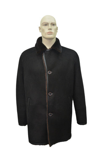 Zavelio Men's Sheepskin Coat H19 – Black