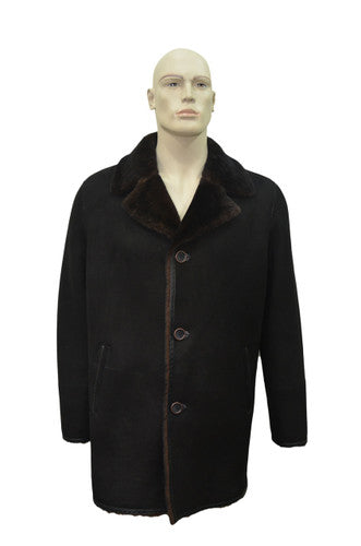 Zavelio Men's Sheepskin Coat H19 – Black