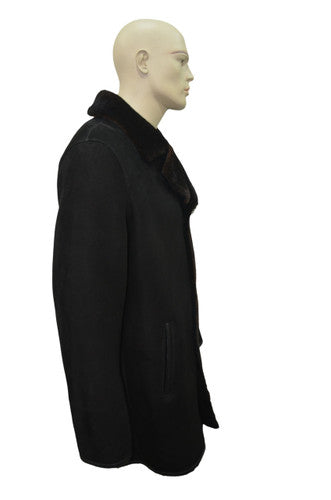 Zavelio Men's Sheepskin Coat H19 – Black