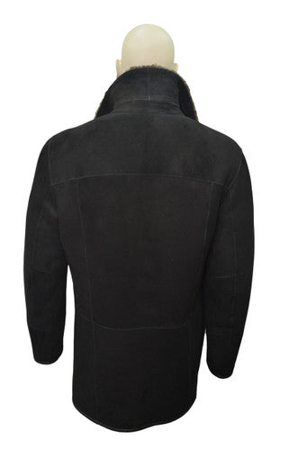 Zavelio Men's Sheepskin Coat H19 – Black