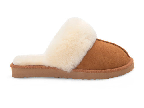 Zavelio Women's Sheepskin Slippers – Chestnut