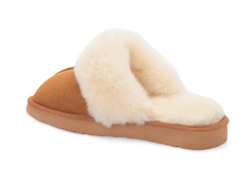 Zavelio Women's Sheepskin Slippers – Chestnut