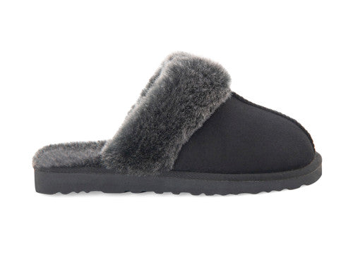 Zavelio Women's Sheepskin Slippers – Black