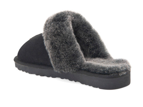 Zavelio Women's Sheepskin Slippers – Black