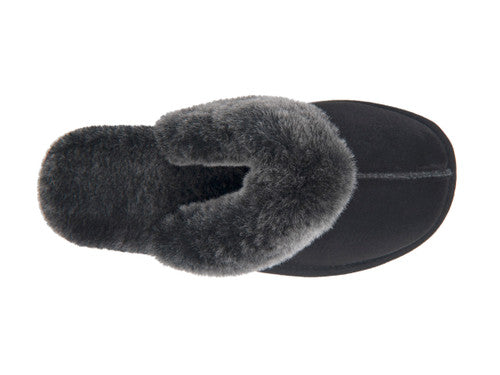 Zavelio Women's Sheepskin Slippers – Black