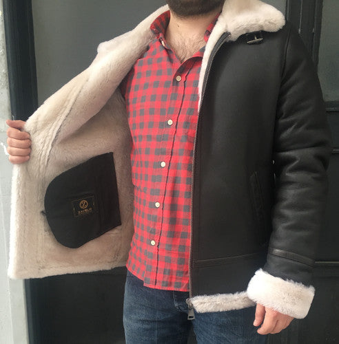 Zavelio Men's B-3 Shearling Jacket – Colour to confirm