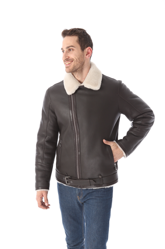 Zavelio Men's Shearling Sheepskin Aviator B-3 Jacket – Colour to confirm