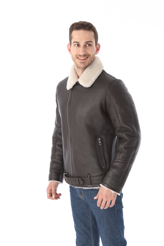 Zavelio Men's Shearling Sheepskin Aviator B-3 Jacket – Colour to confirm