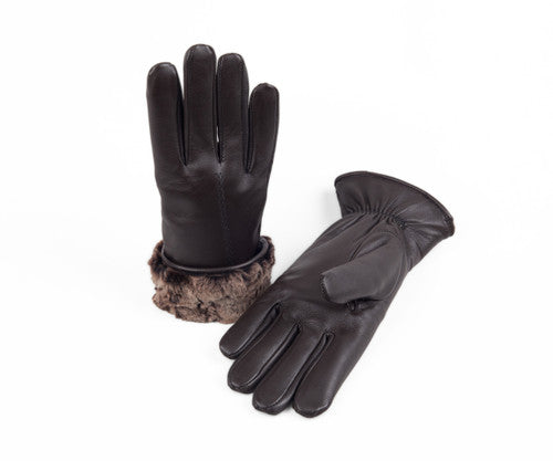 Zavelio Women's Shearling-Lined Leather Gloves – Brown