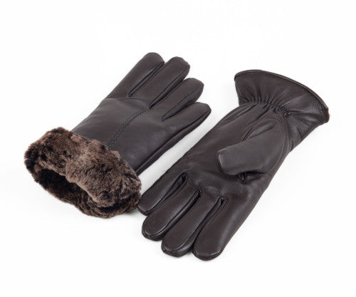 Zavelio Women's Shearling-Lined Leather Gloves – Brown