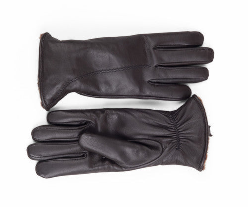 Zavelio Women's Shearling-Lined Leather Gloves – Brown